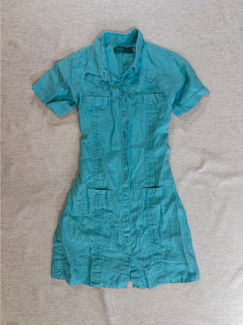Women’s Teal Button-Front Shirt Dress